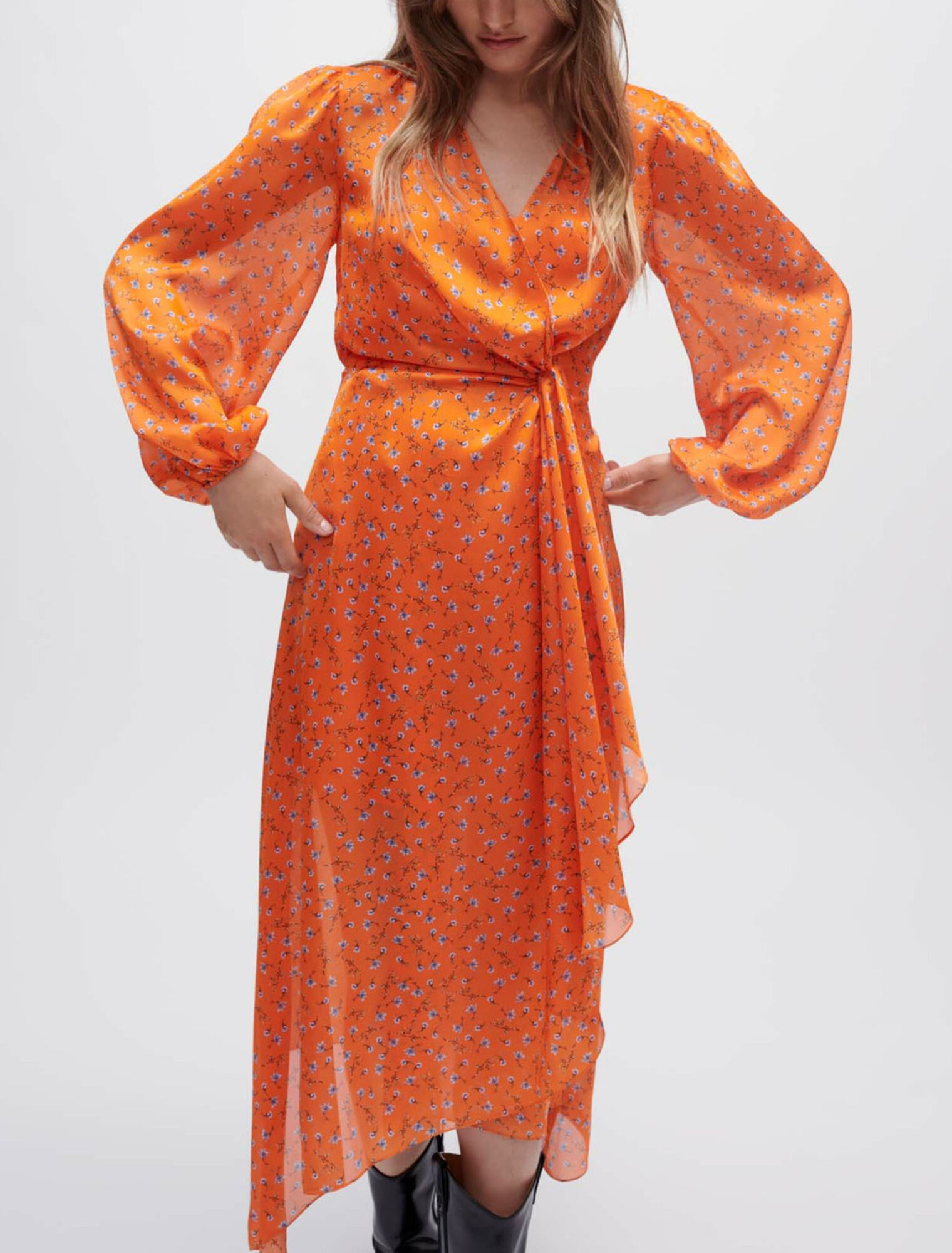Robe en satin imprimé fleuri