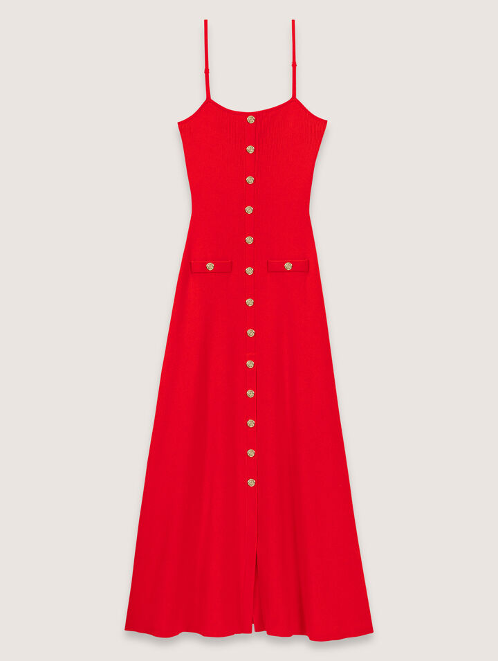 Robe longue en maille côtelée