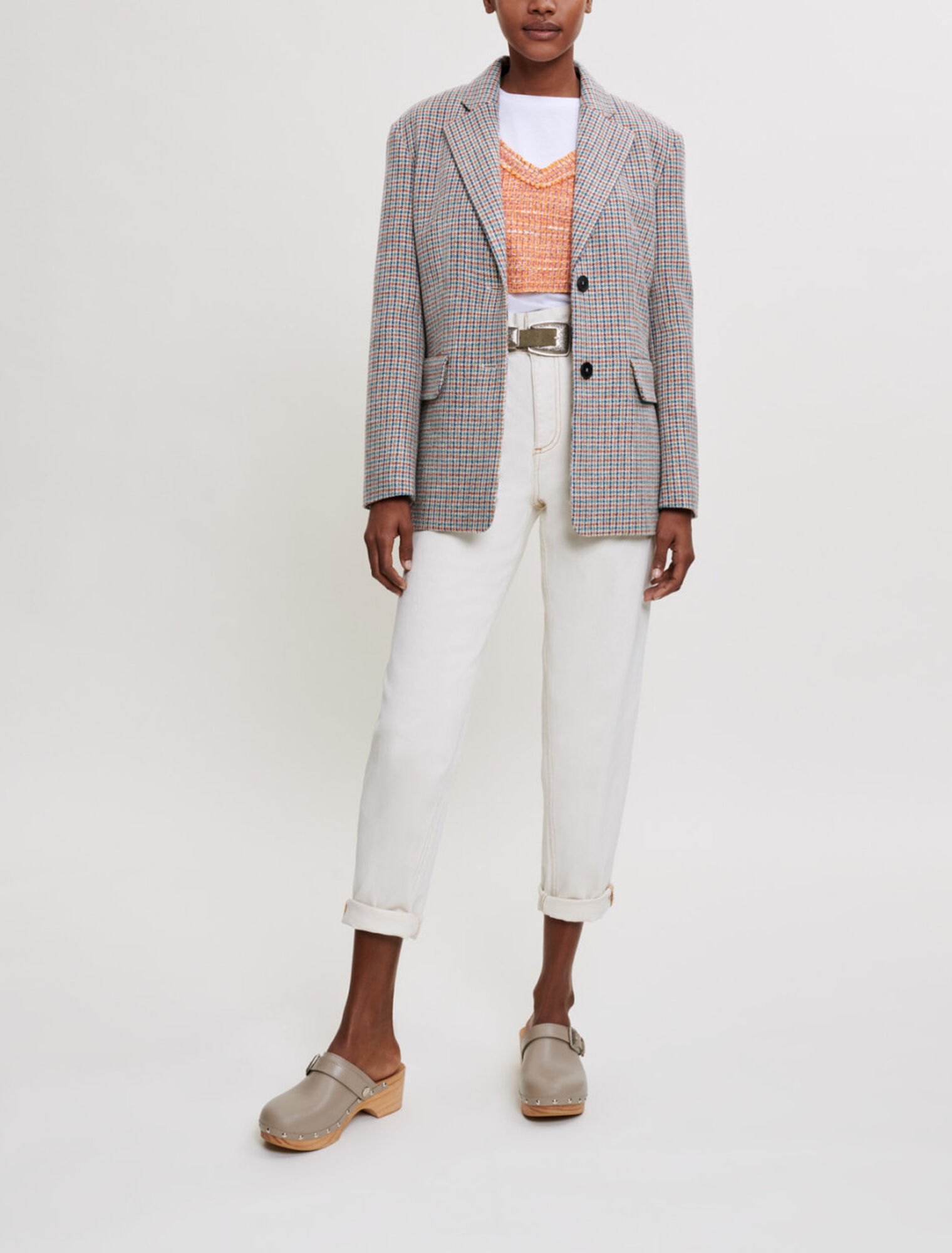 Veste tailleur à motif pied de poule
