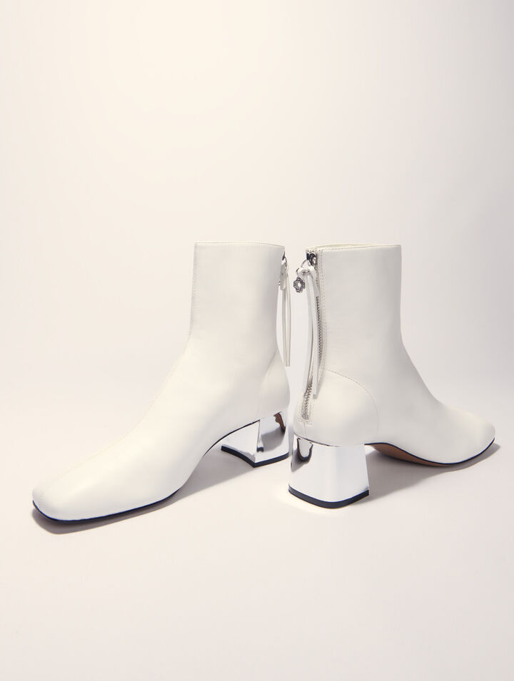 Bottines en cuir à bout carré