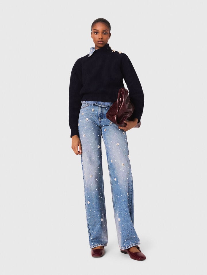 Jean large brodé