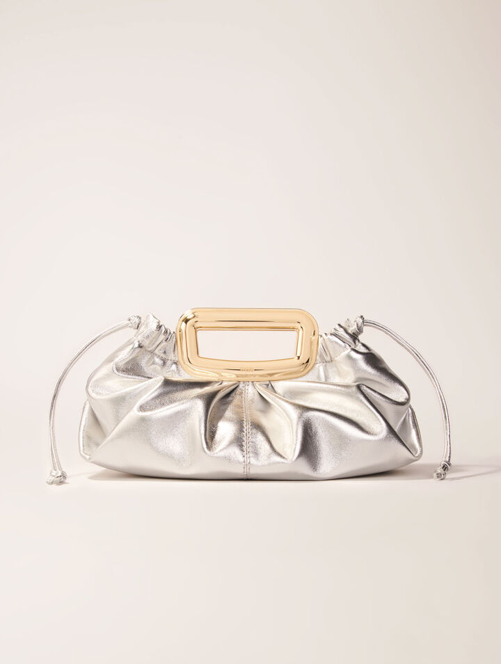 Clutch cuir métal et poignée métal