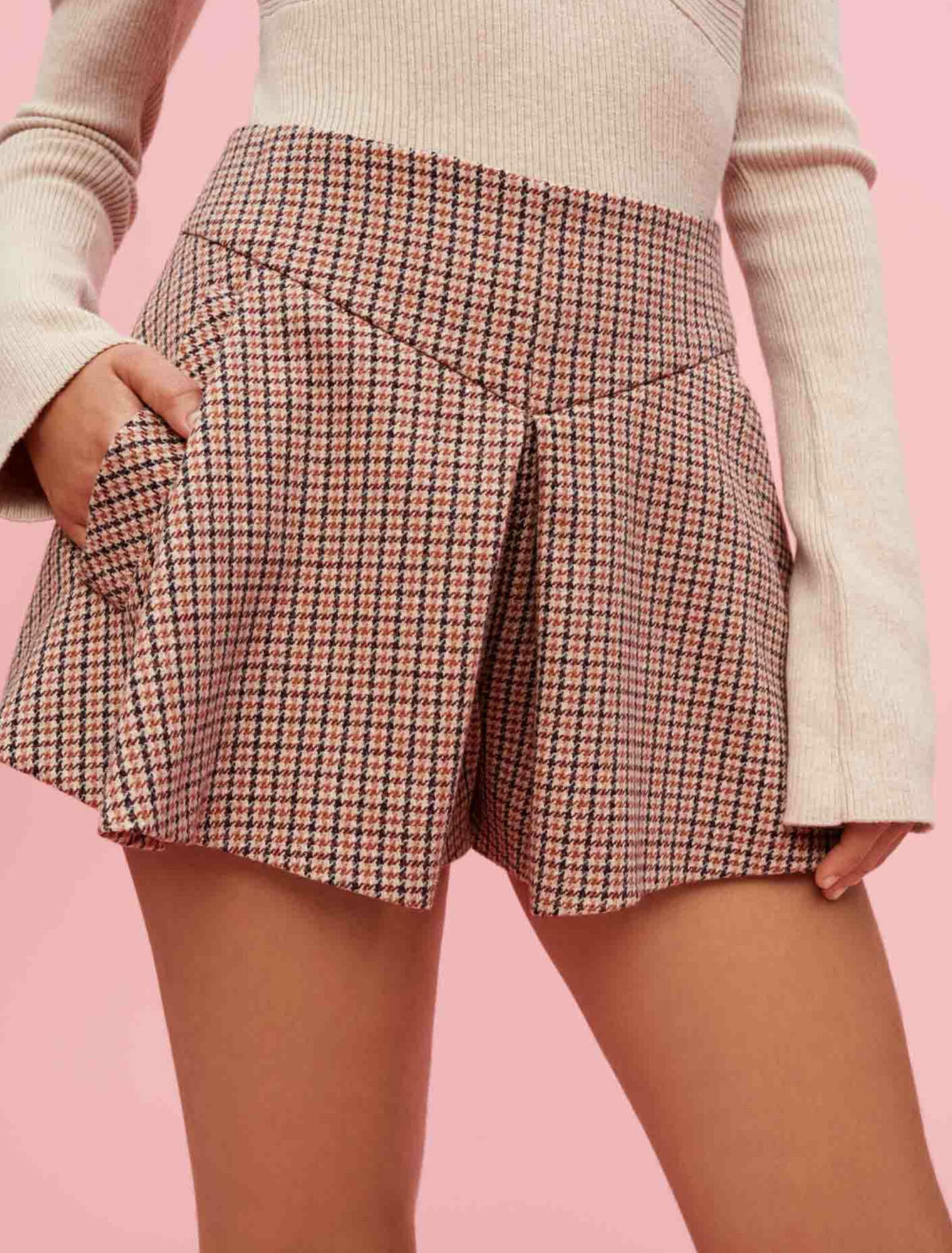 Jupe-short en pied-de-poule