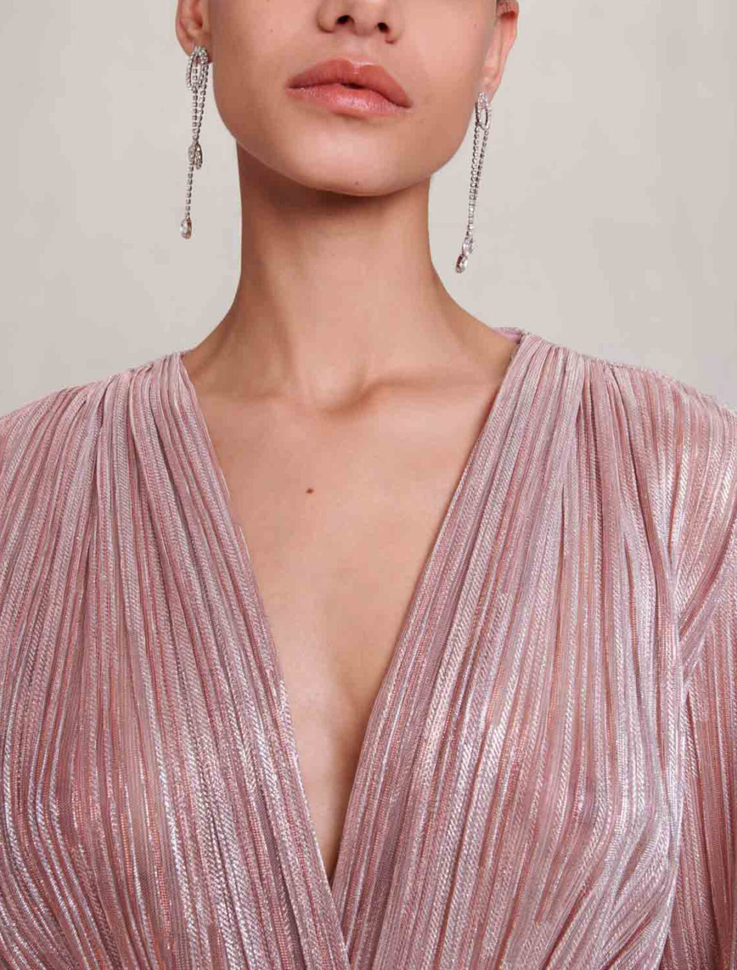 Robe plissée fibres métallisées