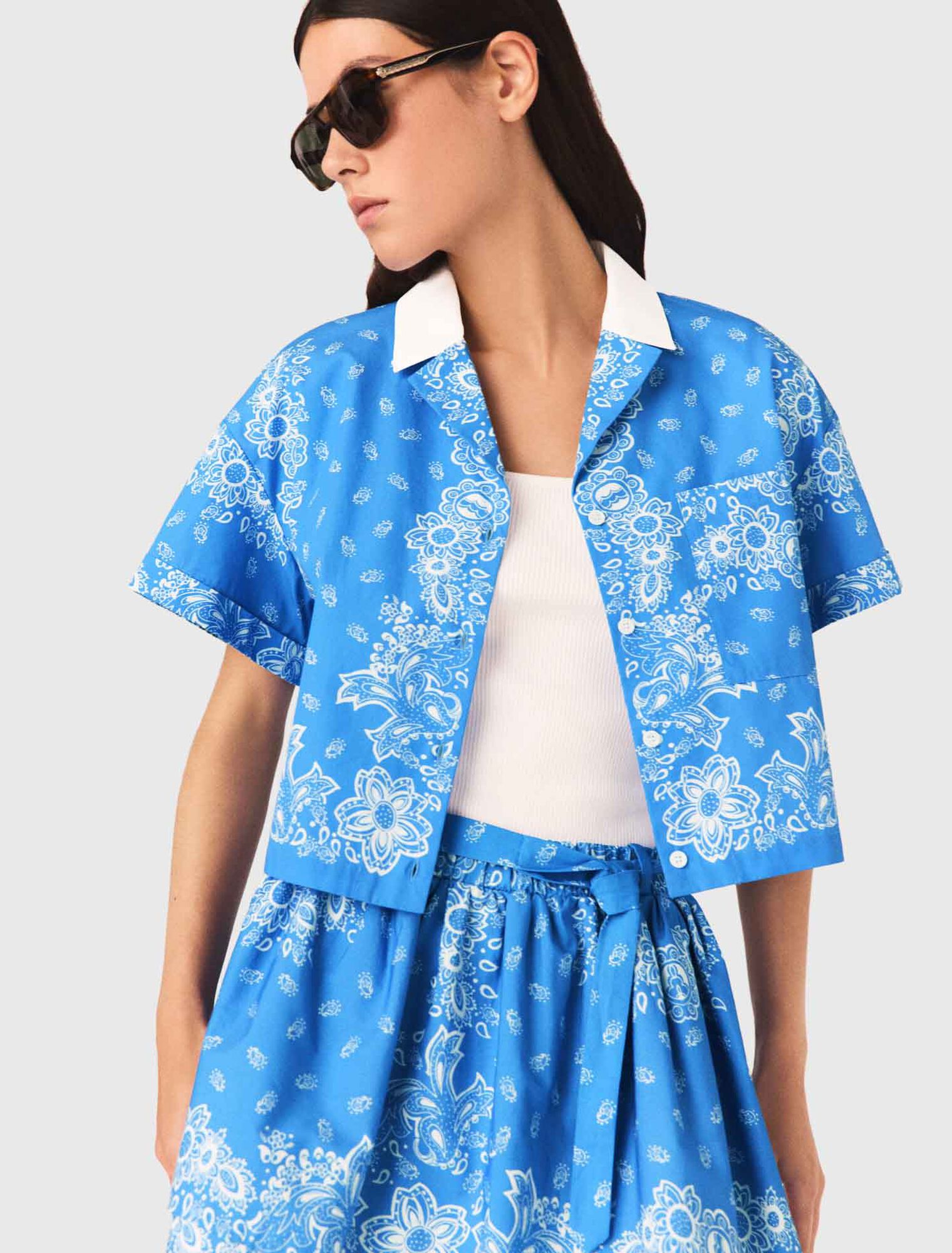 Chemise imprim&eacute;e &agrave; col contrast&eacute;