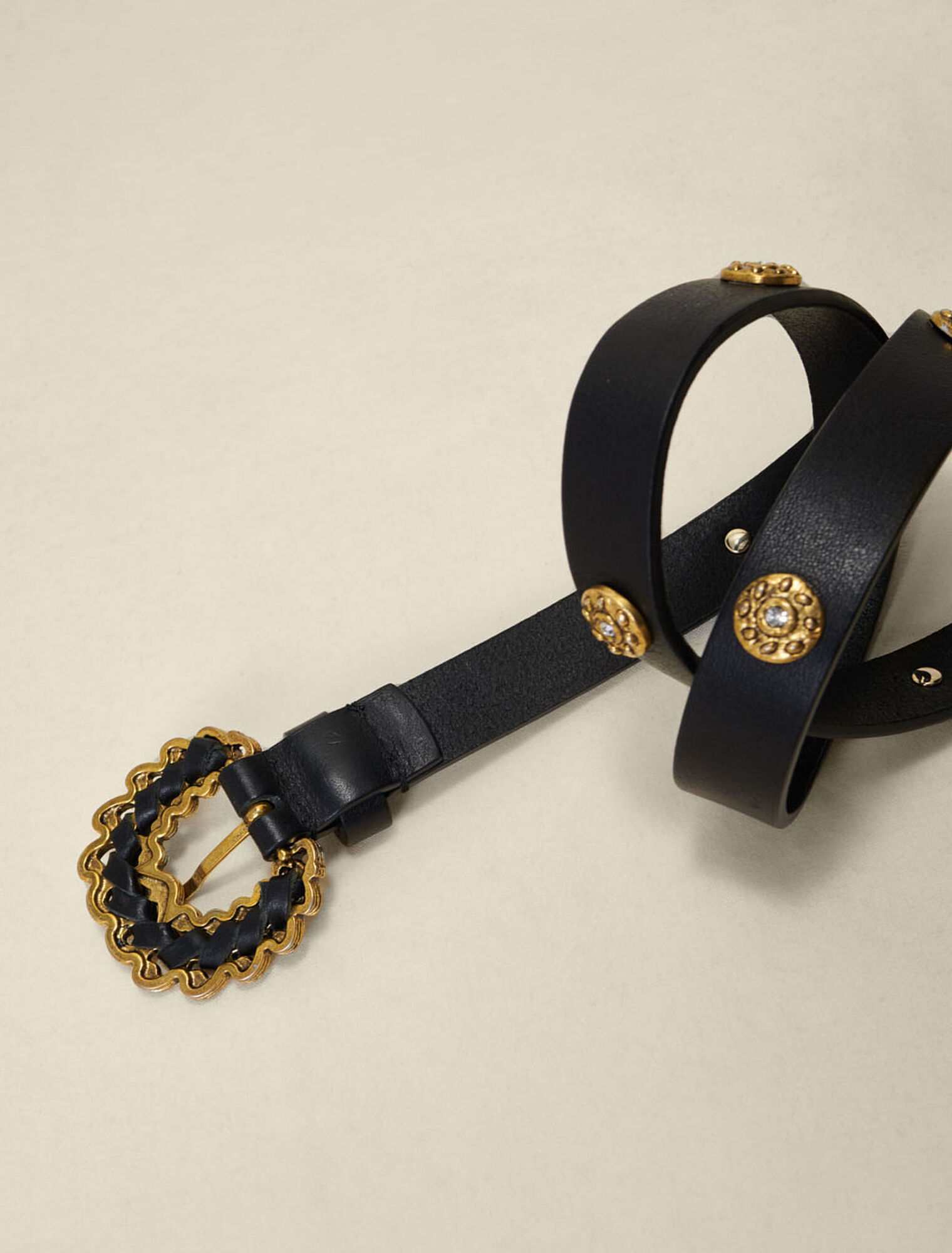 Ceinture en cuir à strass