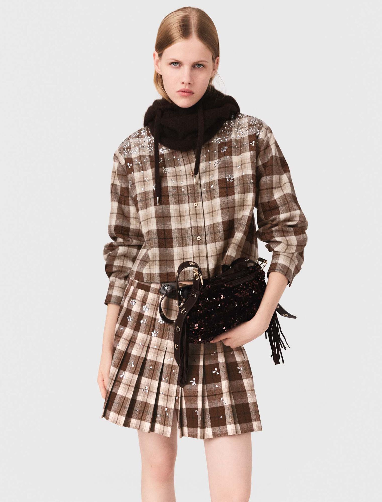 Chemise à carreaux strassée