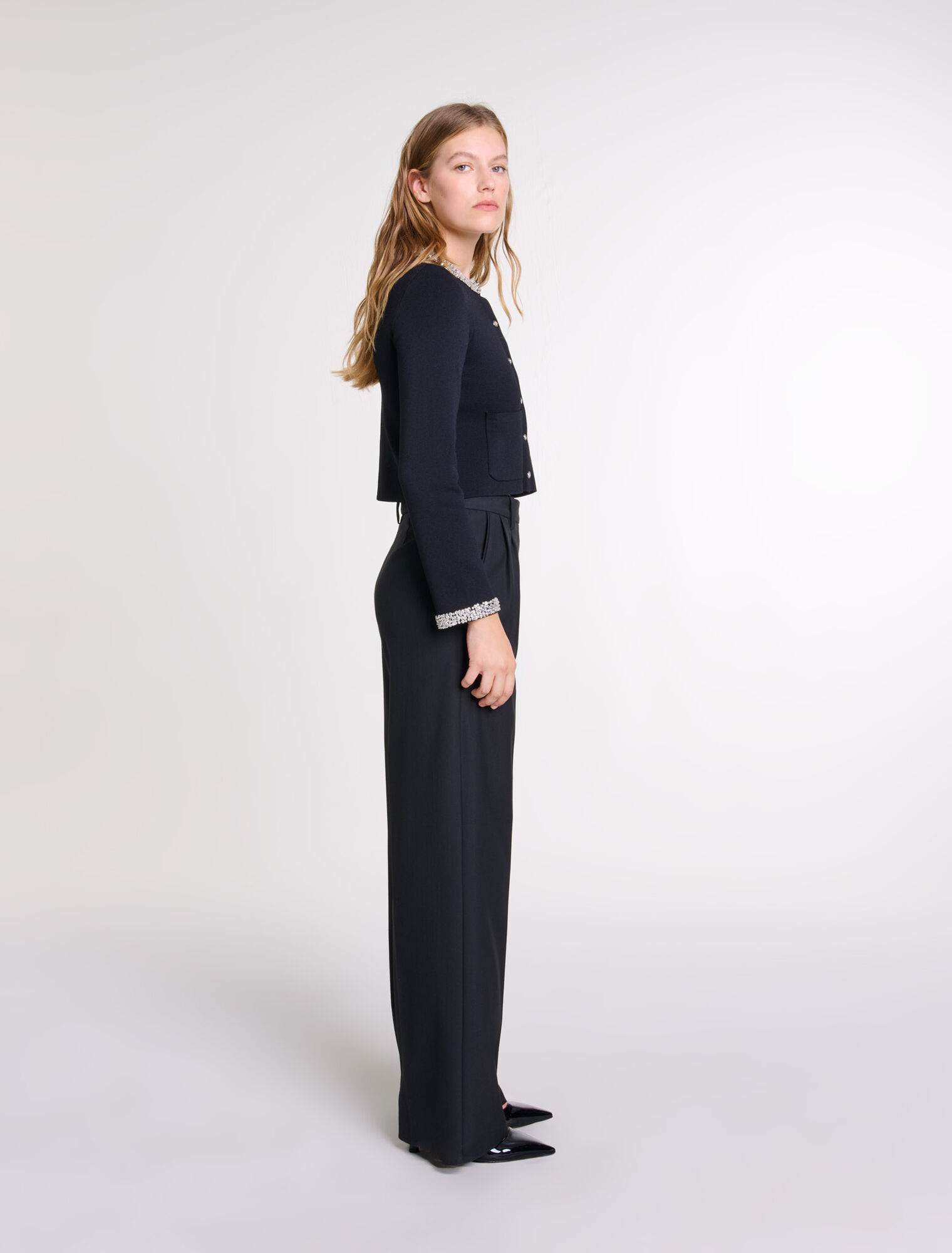 Cardigan à bords strassés