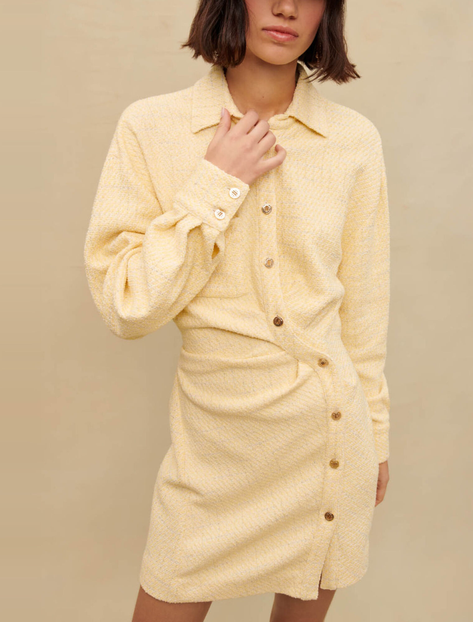 Robe asymétrique en tweed lurex