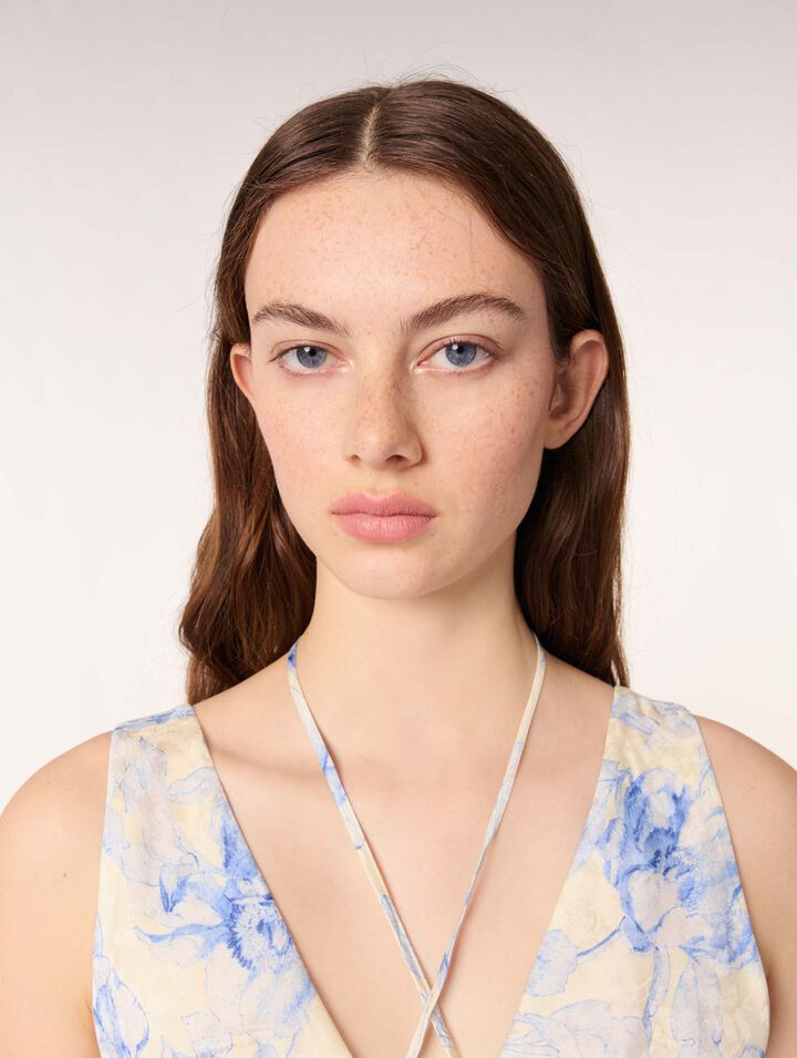 Robe longue imprimée et laçage