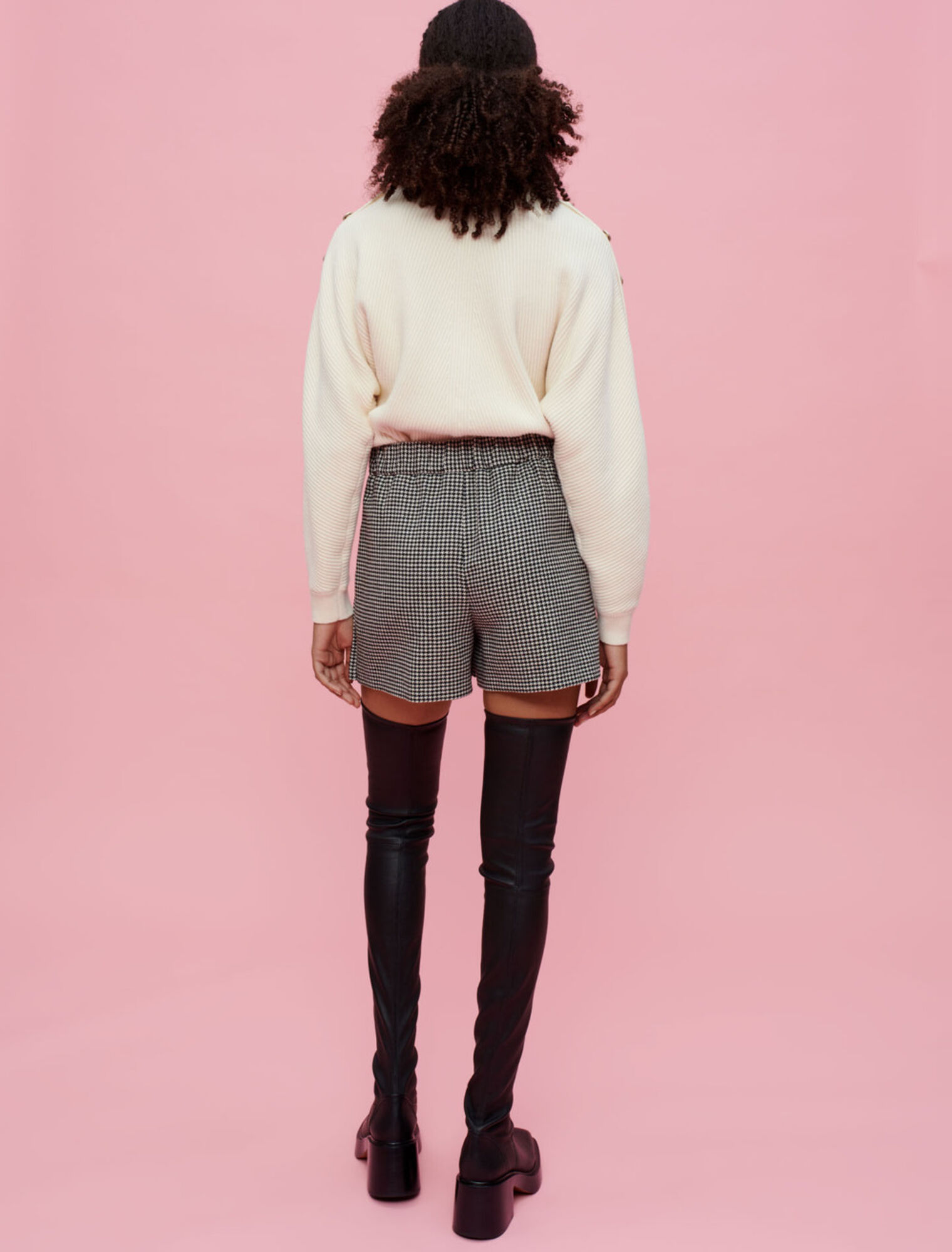 Short trompe l'œil en pieds de poule