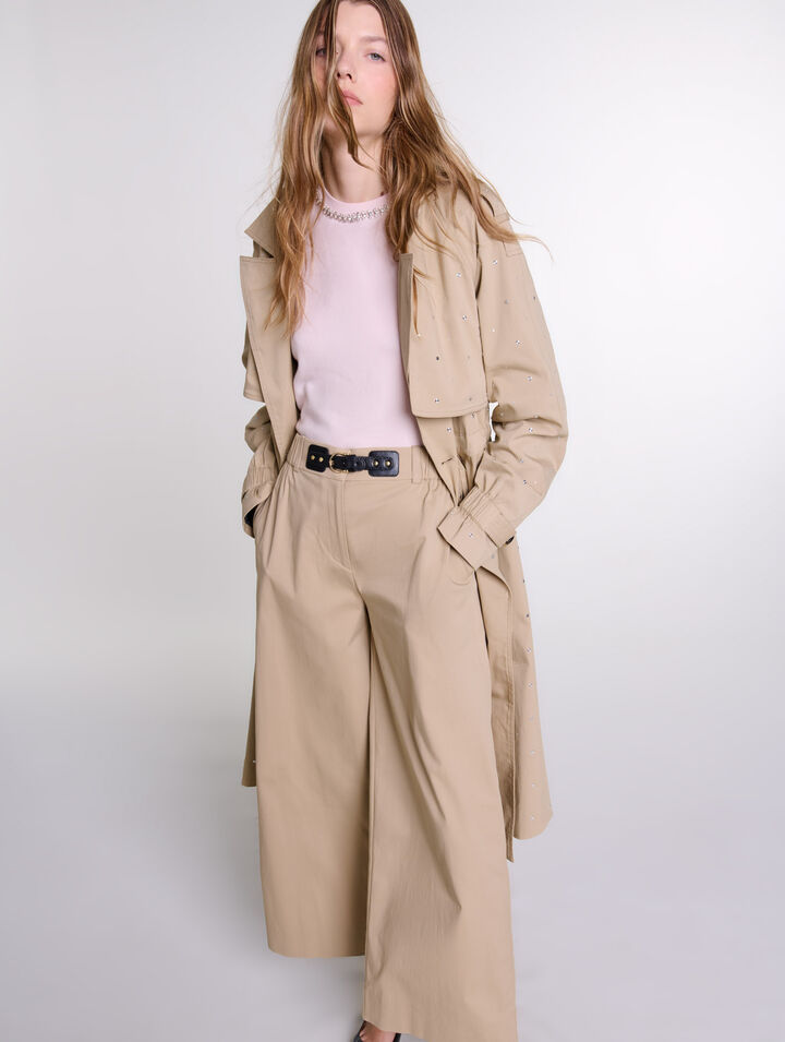 Trench clouté taille élastiquée