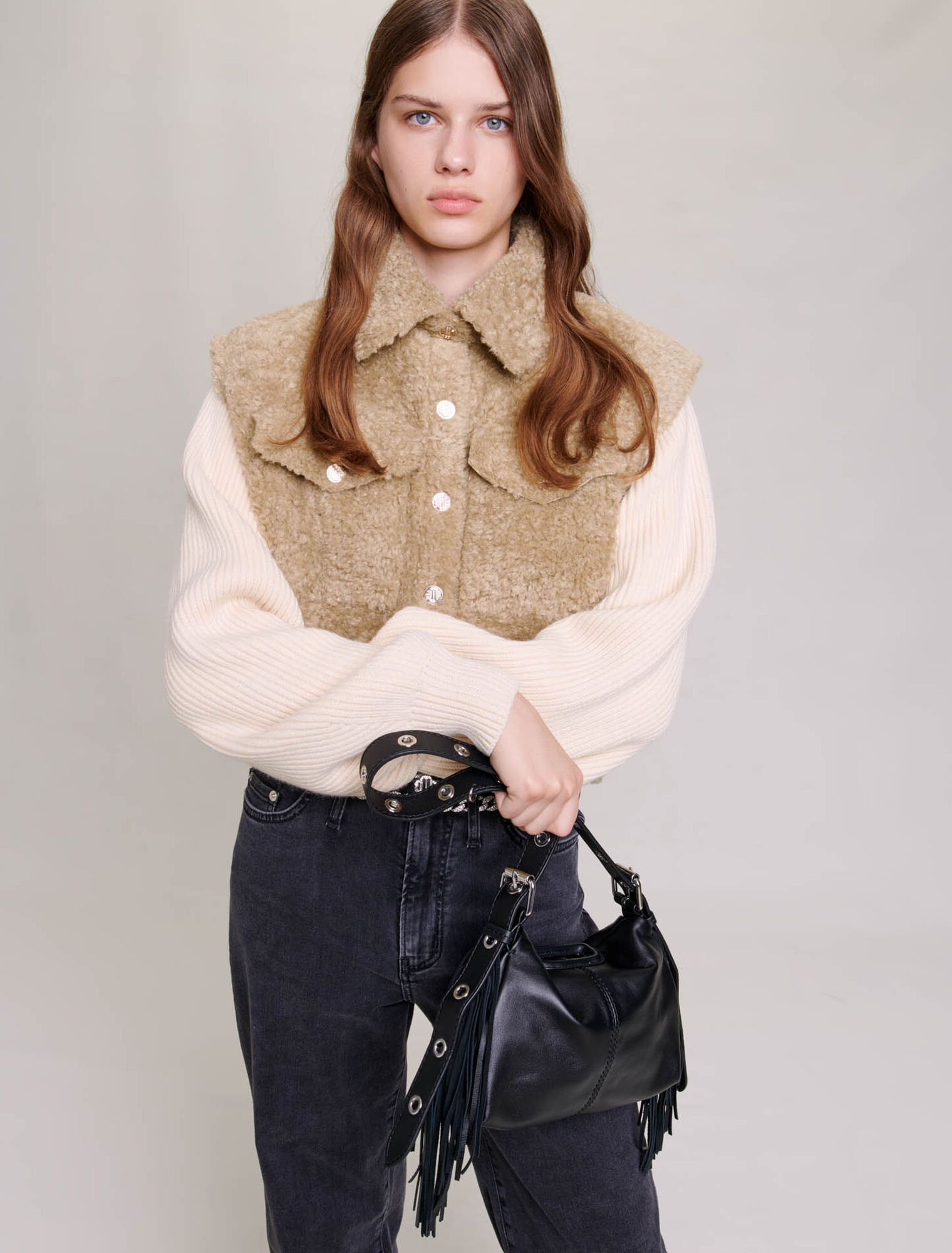 Blouson en maille et fausse fourrure