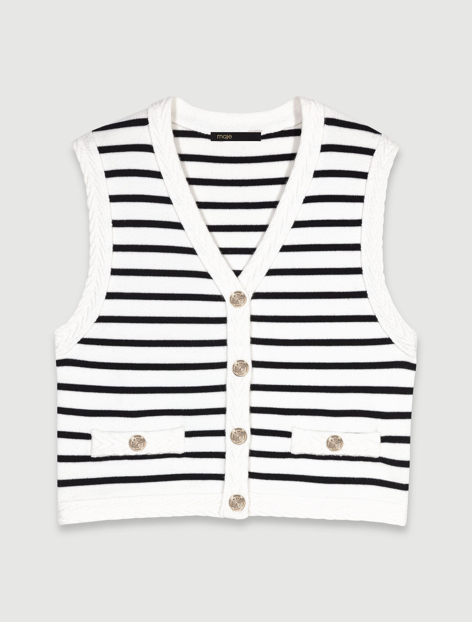 Cardigan sans manches à rayures