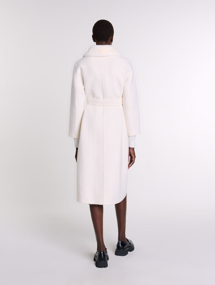 Manteau en laine à col amovible