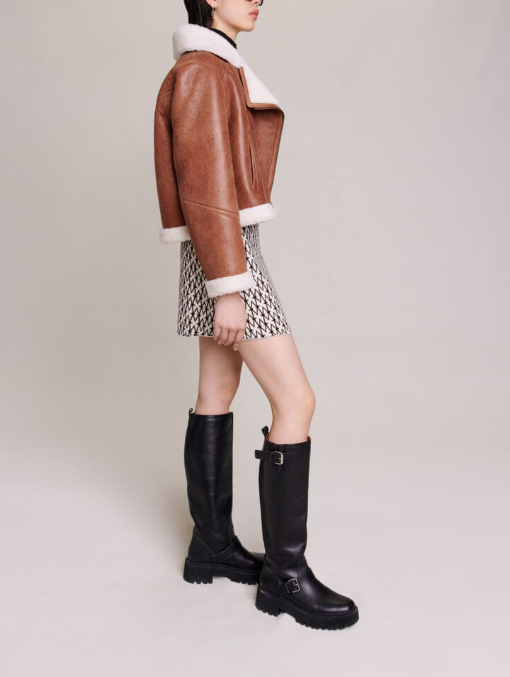 Blouson court en cuir d'agneau