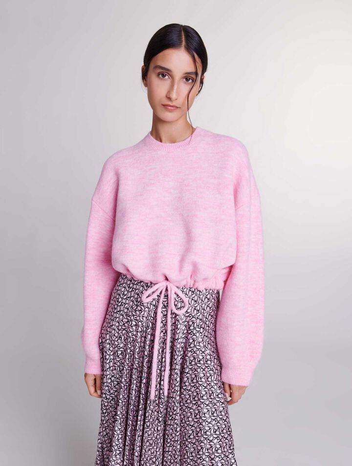 Pull court en maille à cordon