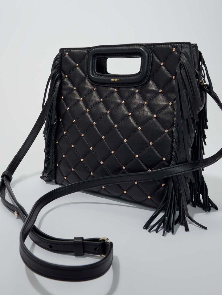 Sac M en cuir matelassé à studs