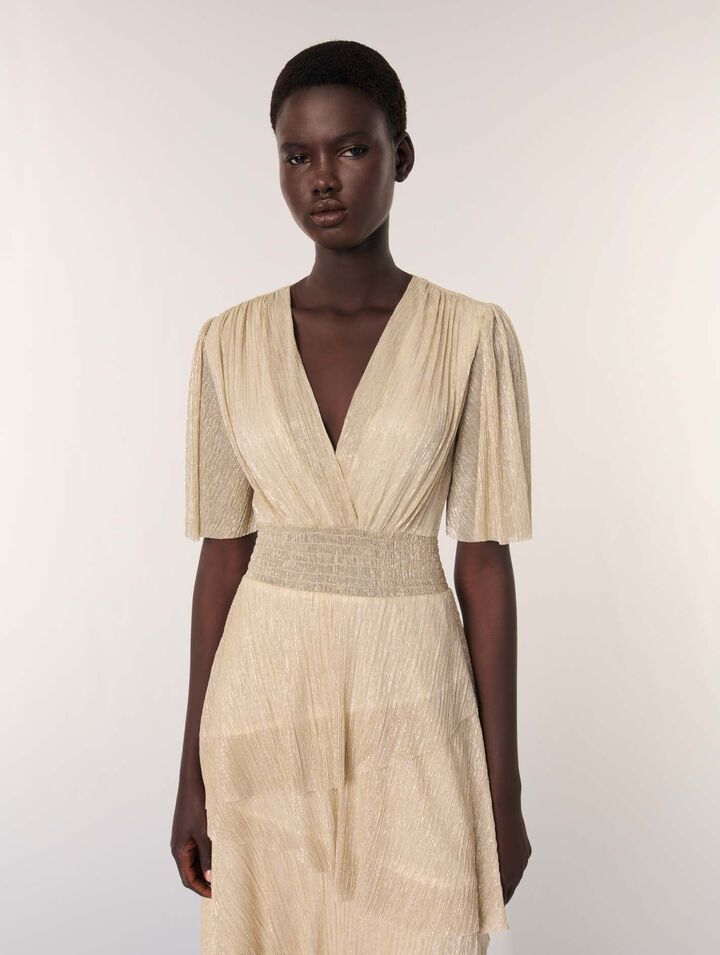 Robe à volants métallisée