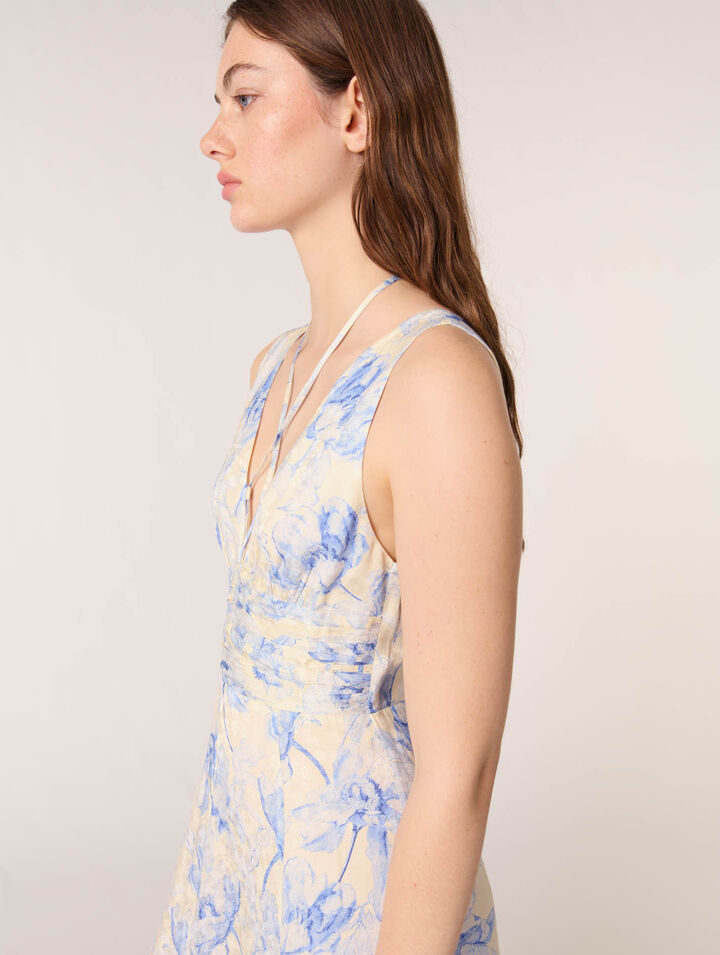 Robe longue imprimée et laçage