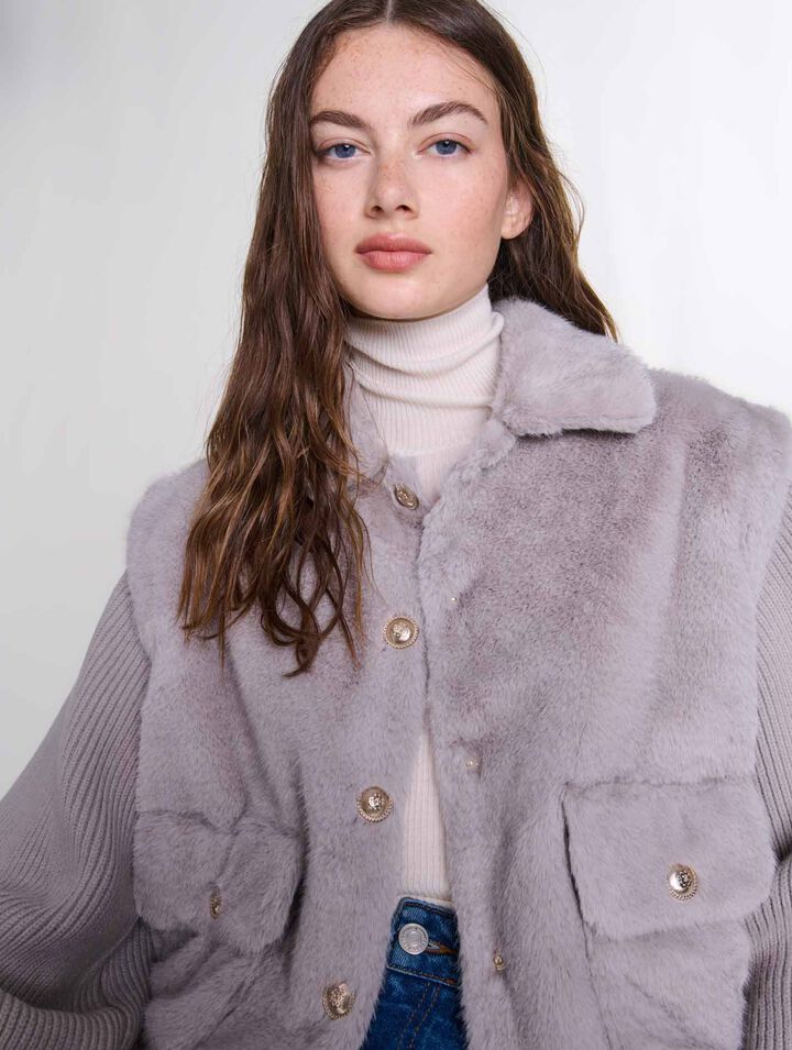 Veste fausse fourrure bi-matière