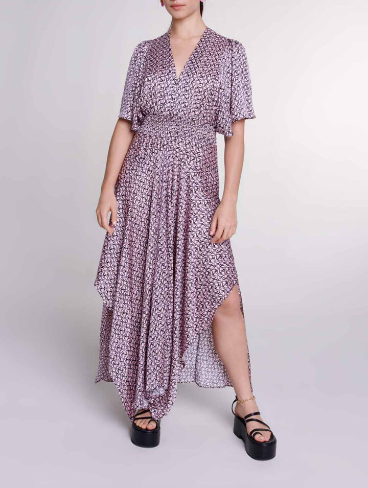 Robe longue satinée imprimée