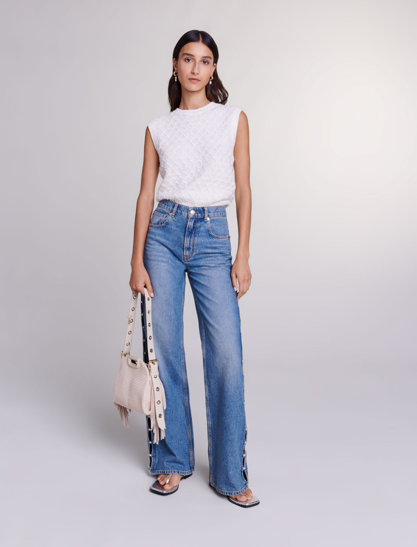 Jean taille haute perle store