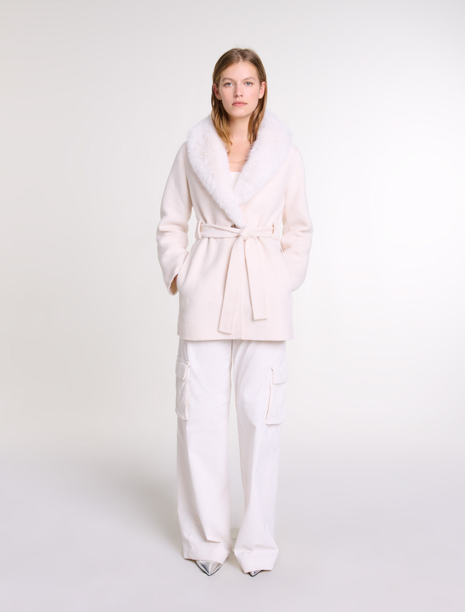 Manteau long en fausse fourrure