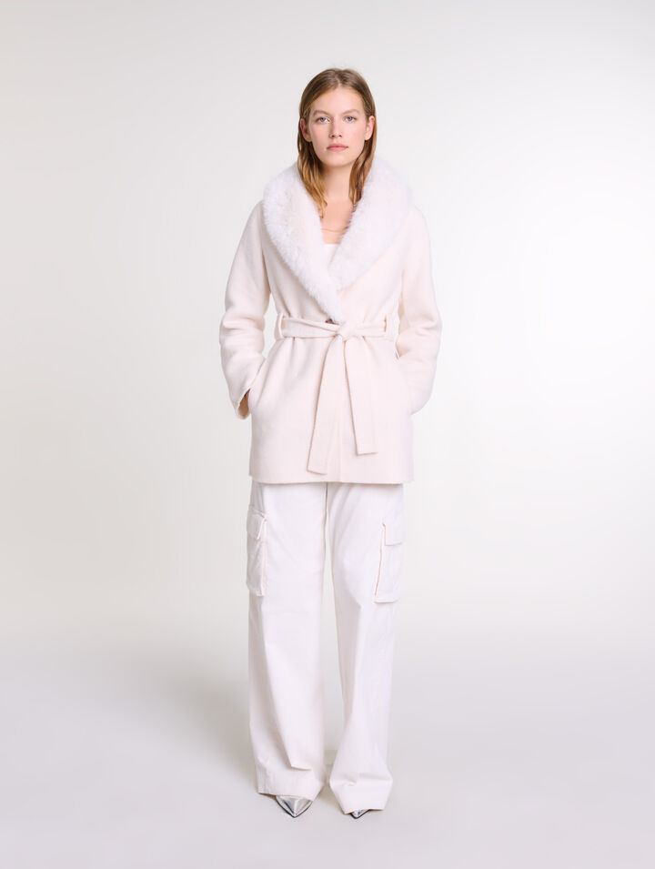 Manteau long en fausse fourrure