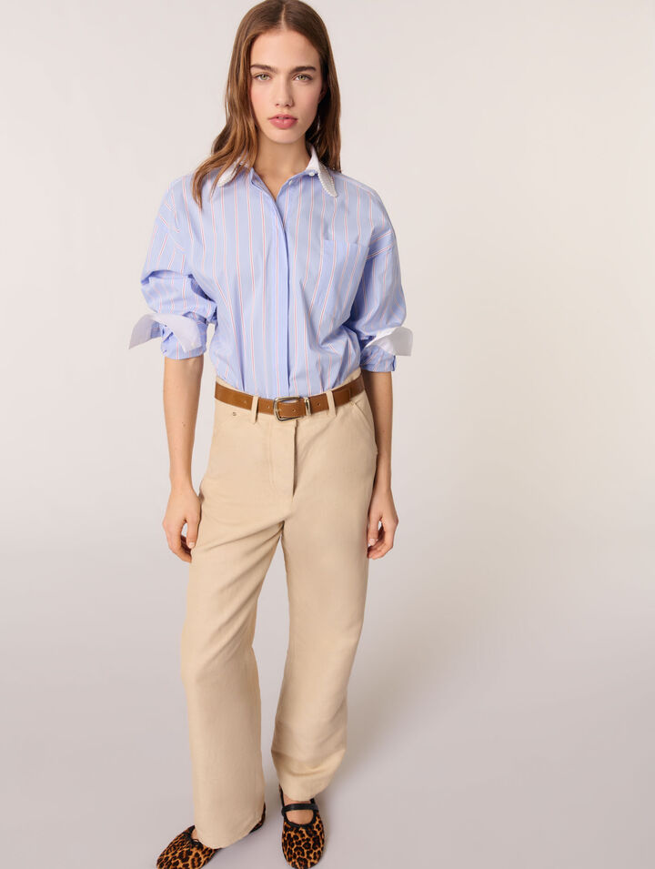 Pantalon tailleur en lin et coton