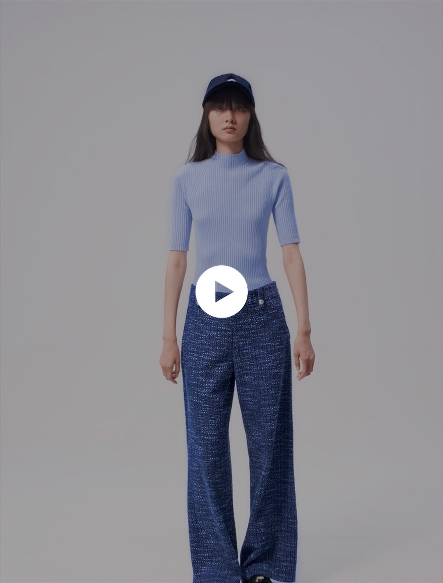 Pantalon large en tweed