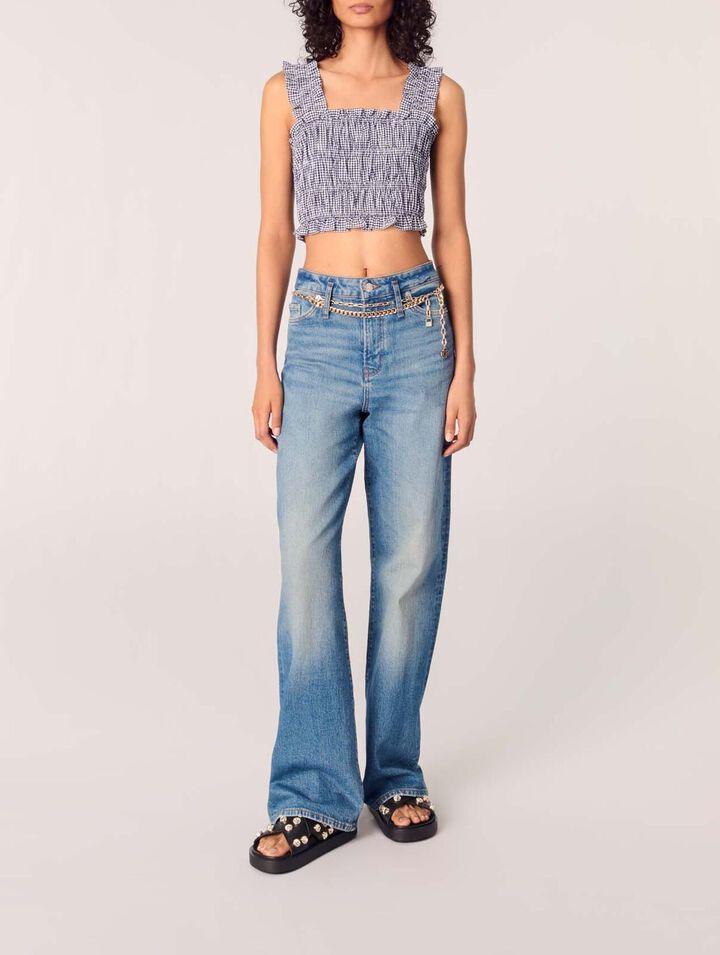 Top smock&eacute; &agrave; motif vichy