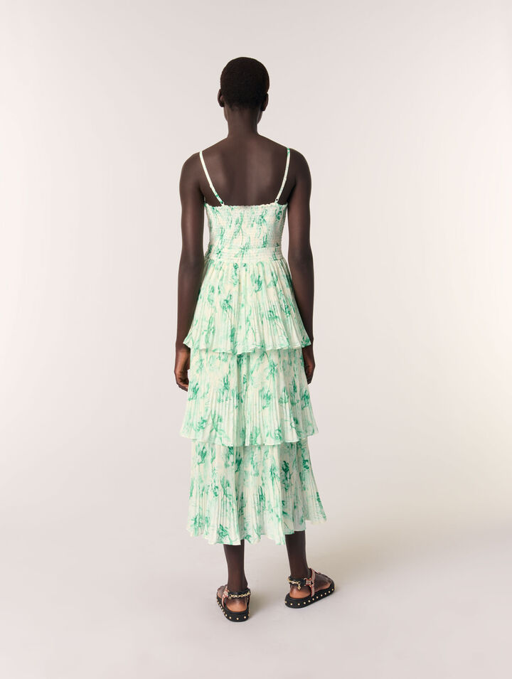 Robe longue imprimée à volants