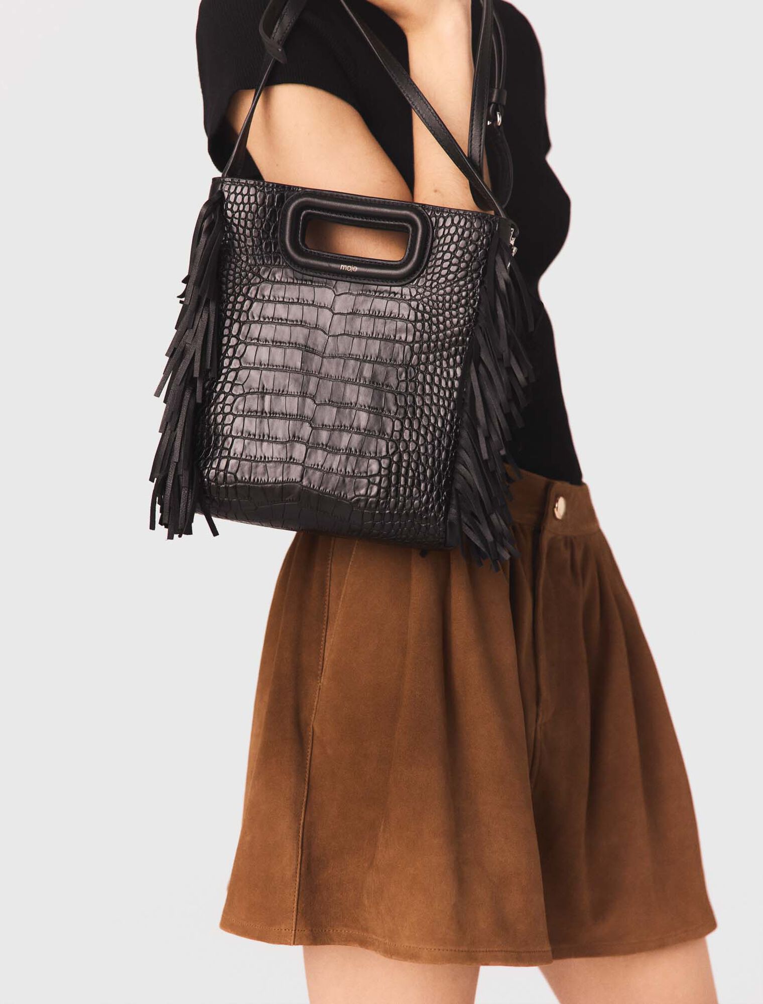 Sac M en cuir effet croco