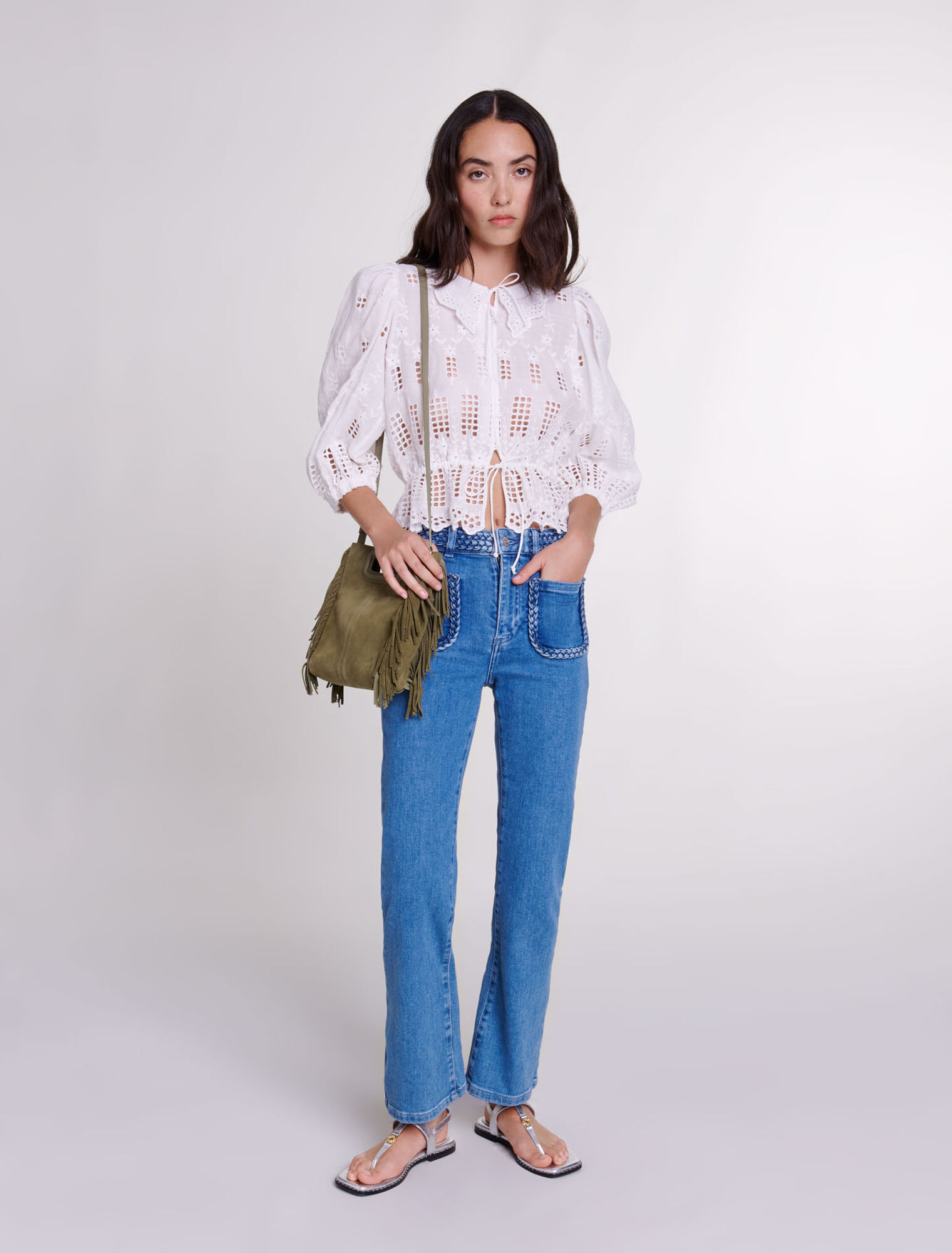 Blouse brodée en ramie