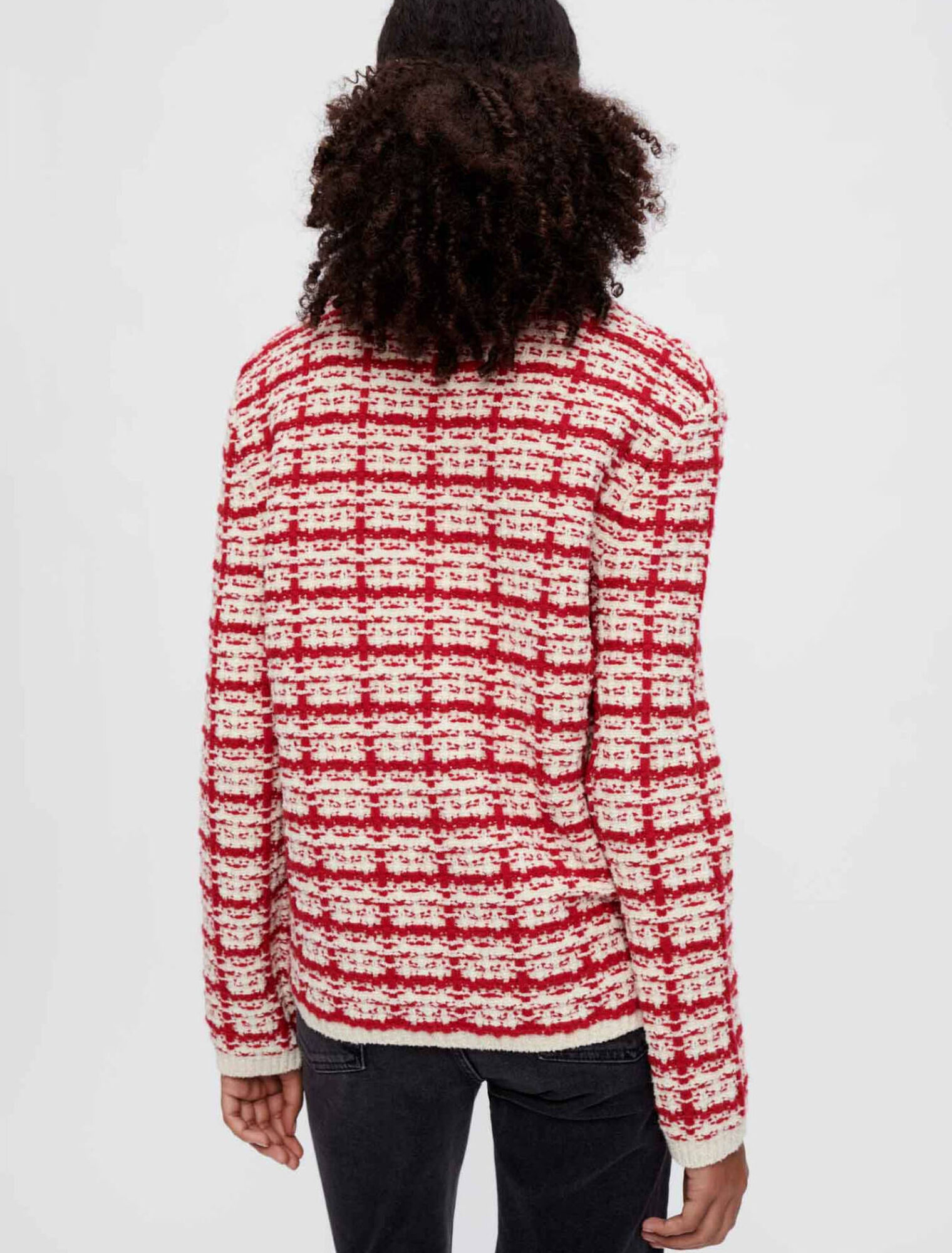 Cardigan en maille effet tweed bicolore
