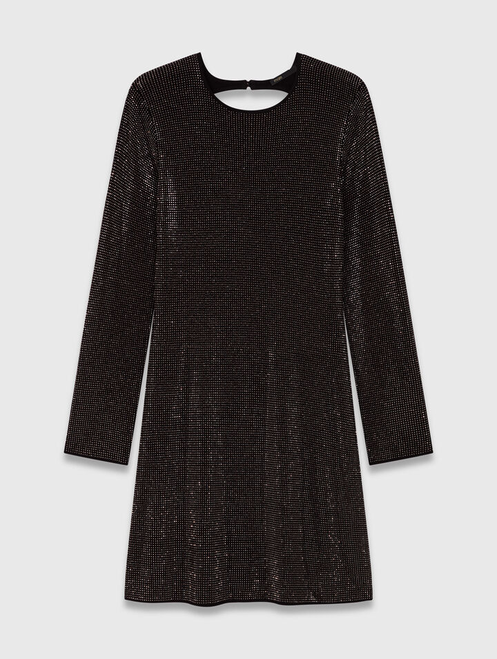 Robe courte en maille strassée