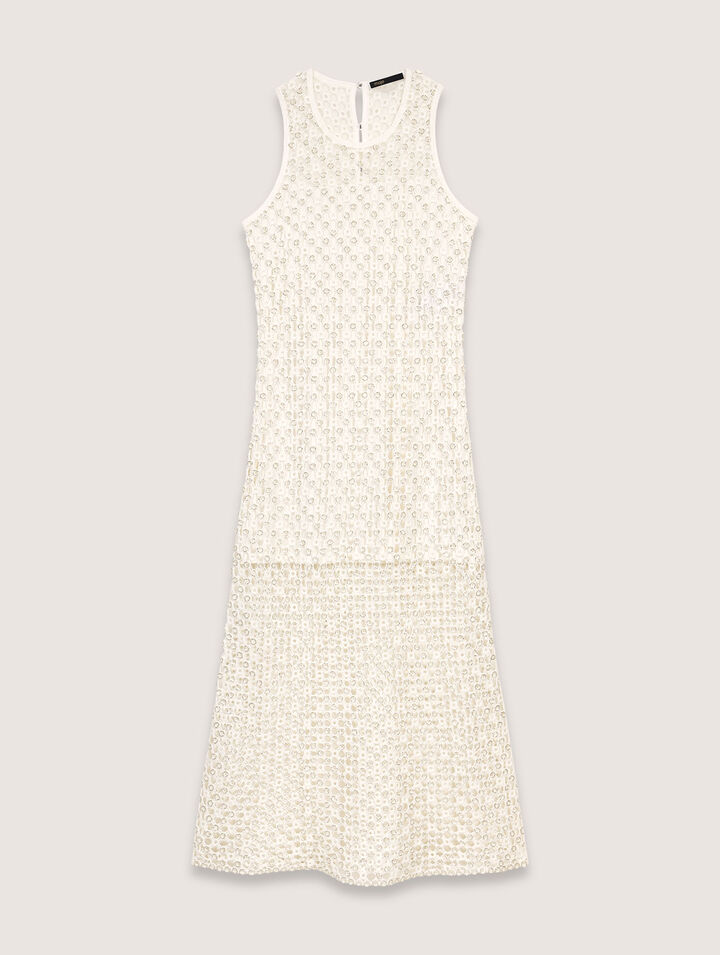 Robe longue en crochet avec perles