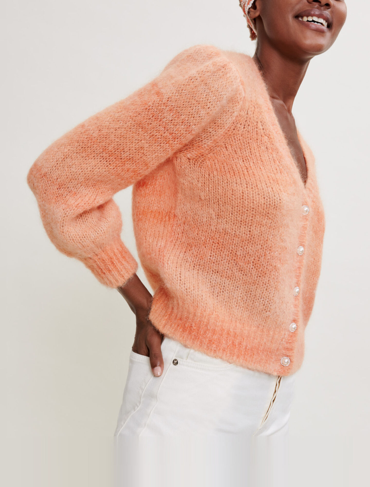 Cardigan en mohair imprimé