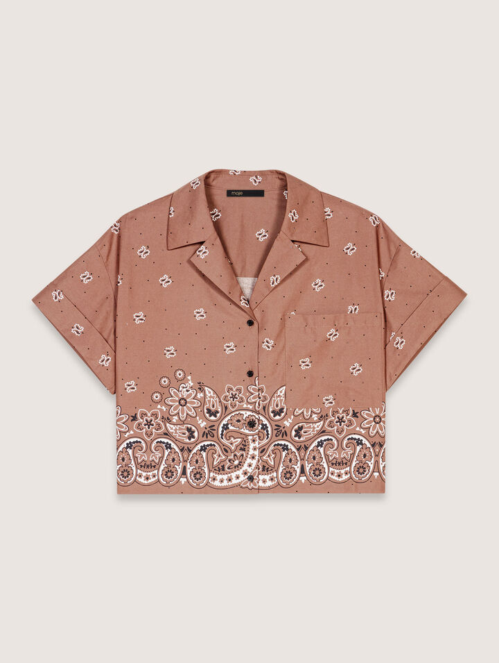 Chemise Courte Imprimée À Strass - Maje - Modalova