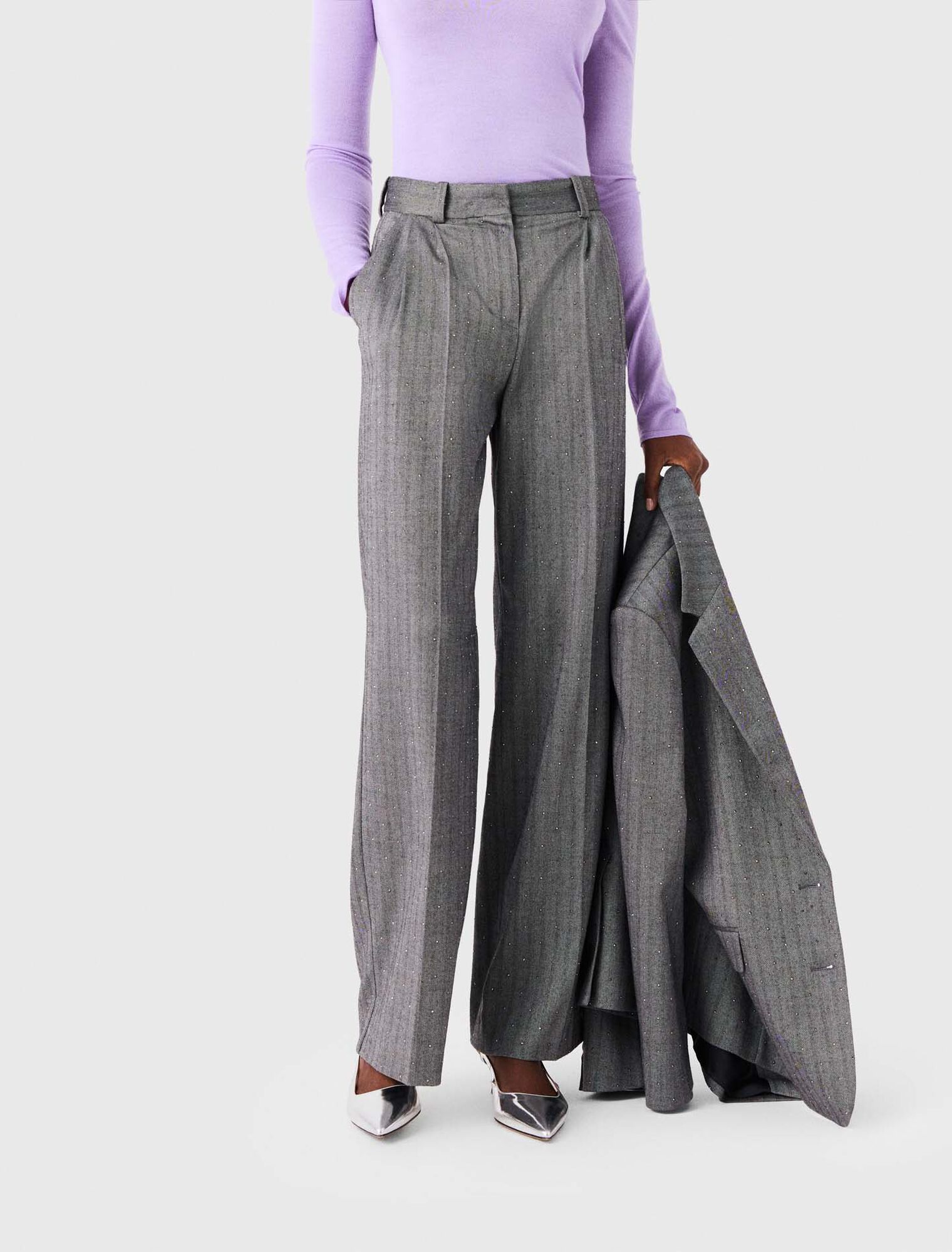 Pantalon de tailleur strass&eacute;