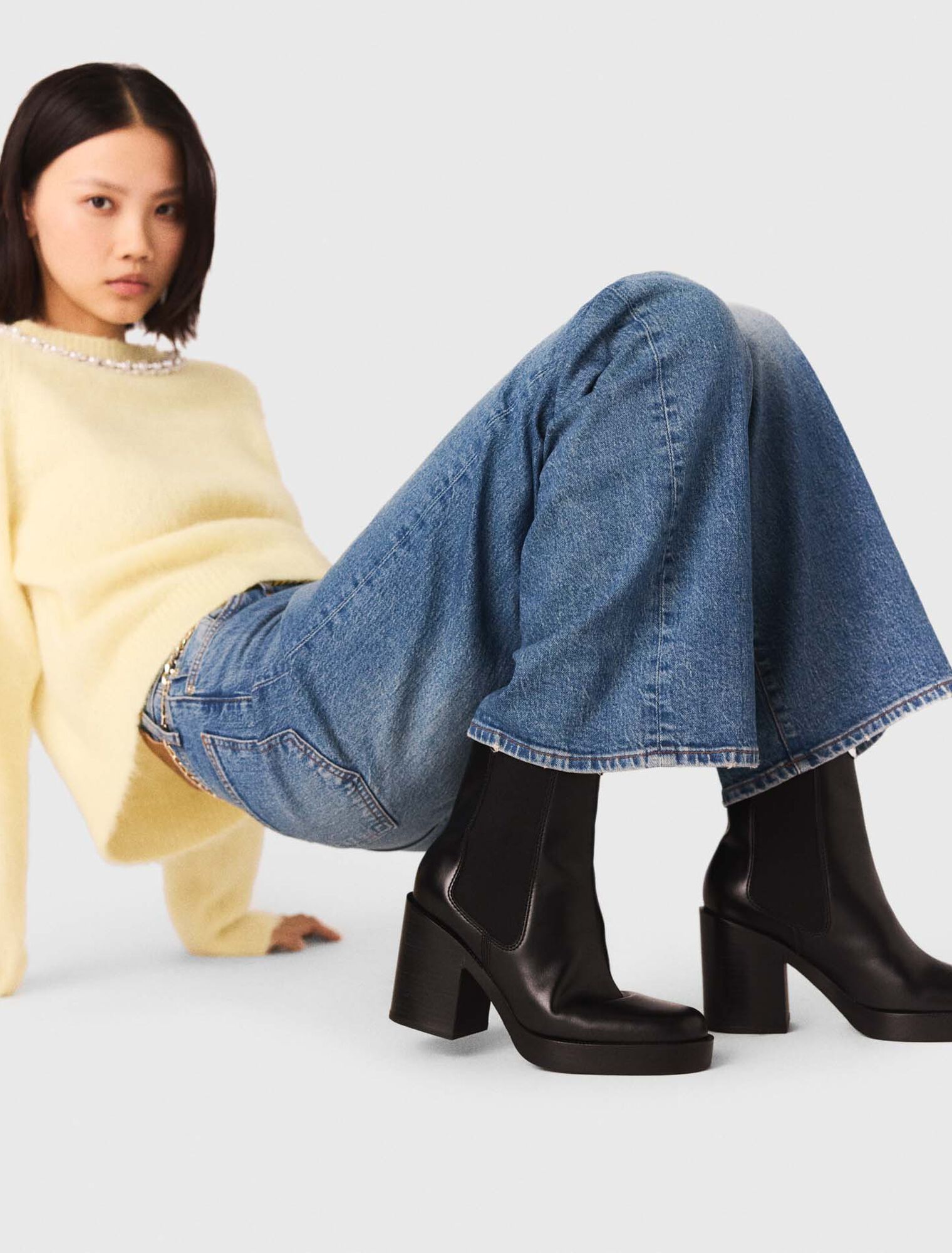 Bottine chelsea à talon en cuir