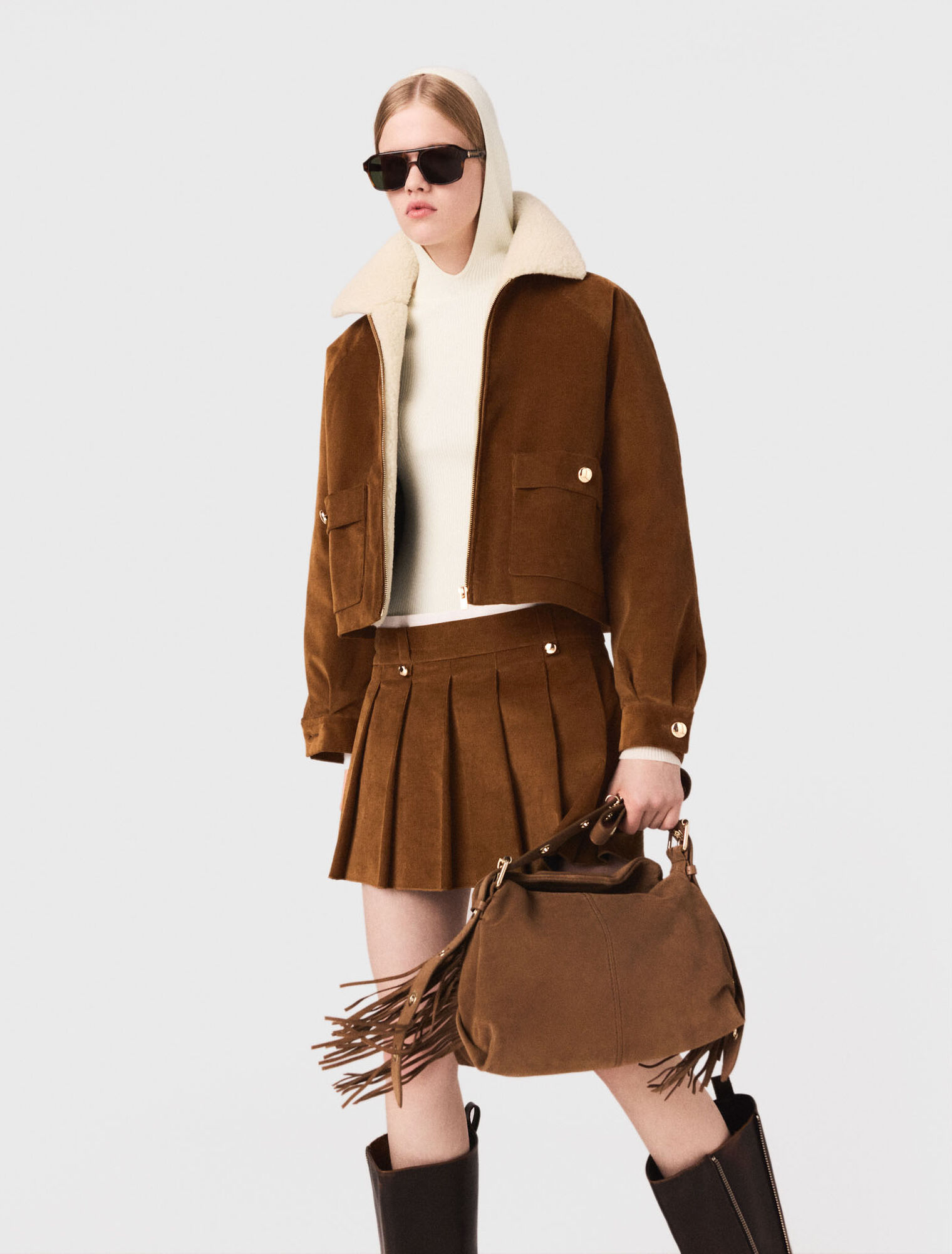 Veste courte en velours côtelé