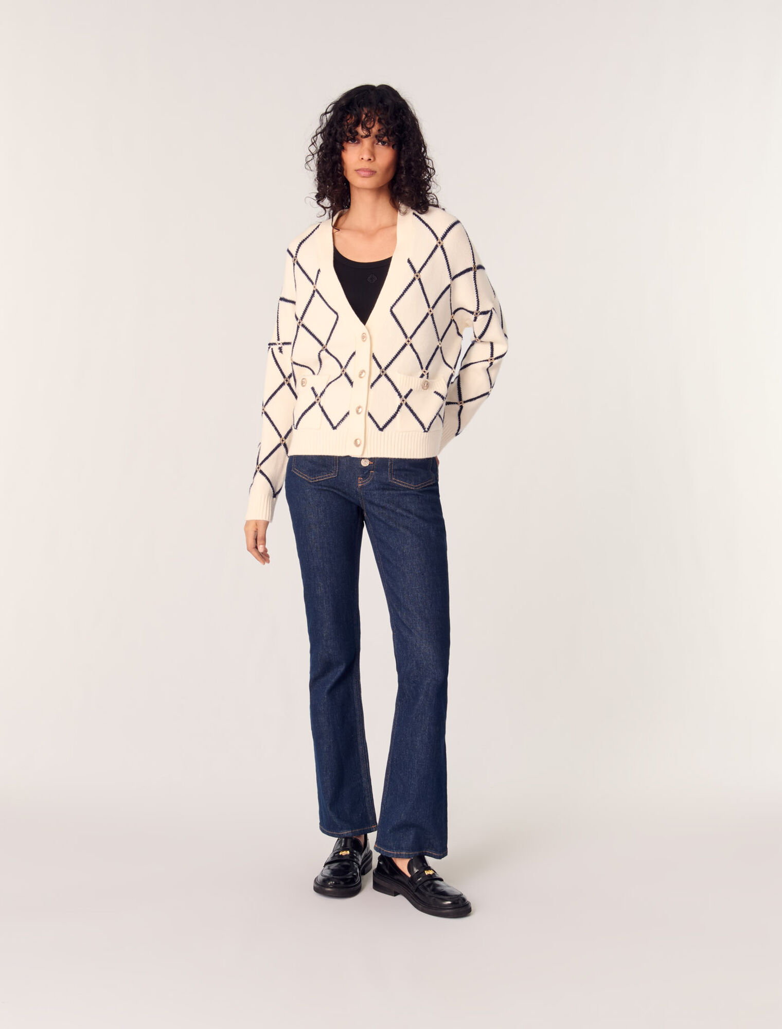 Cardigan en maille à motif losange
