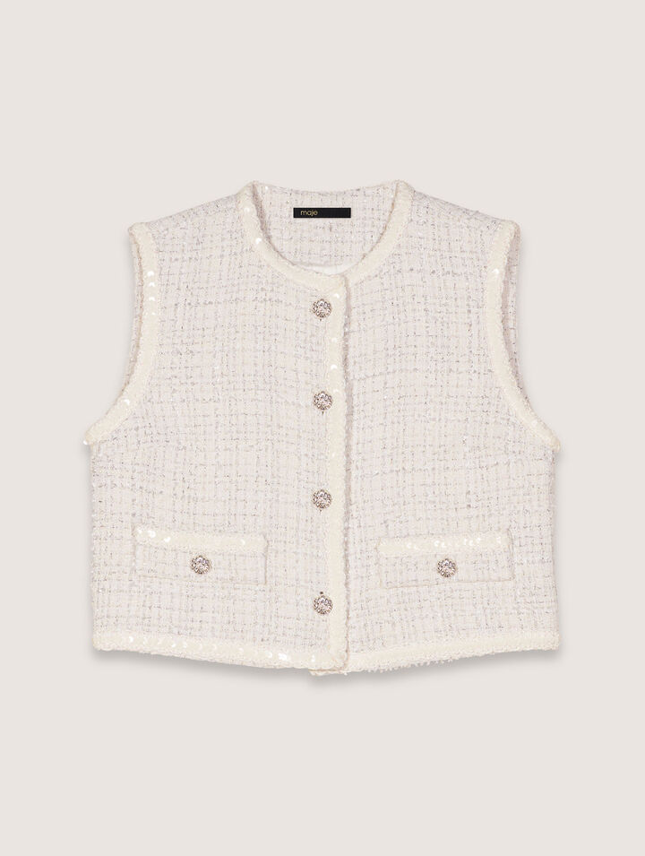 Veston en tweed à sequins