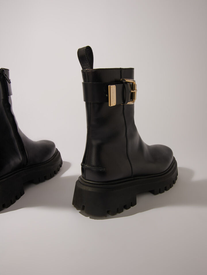 Bottines en cuir à boucle
