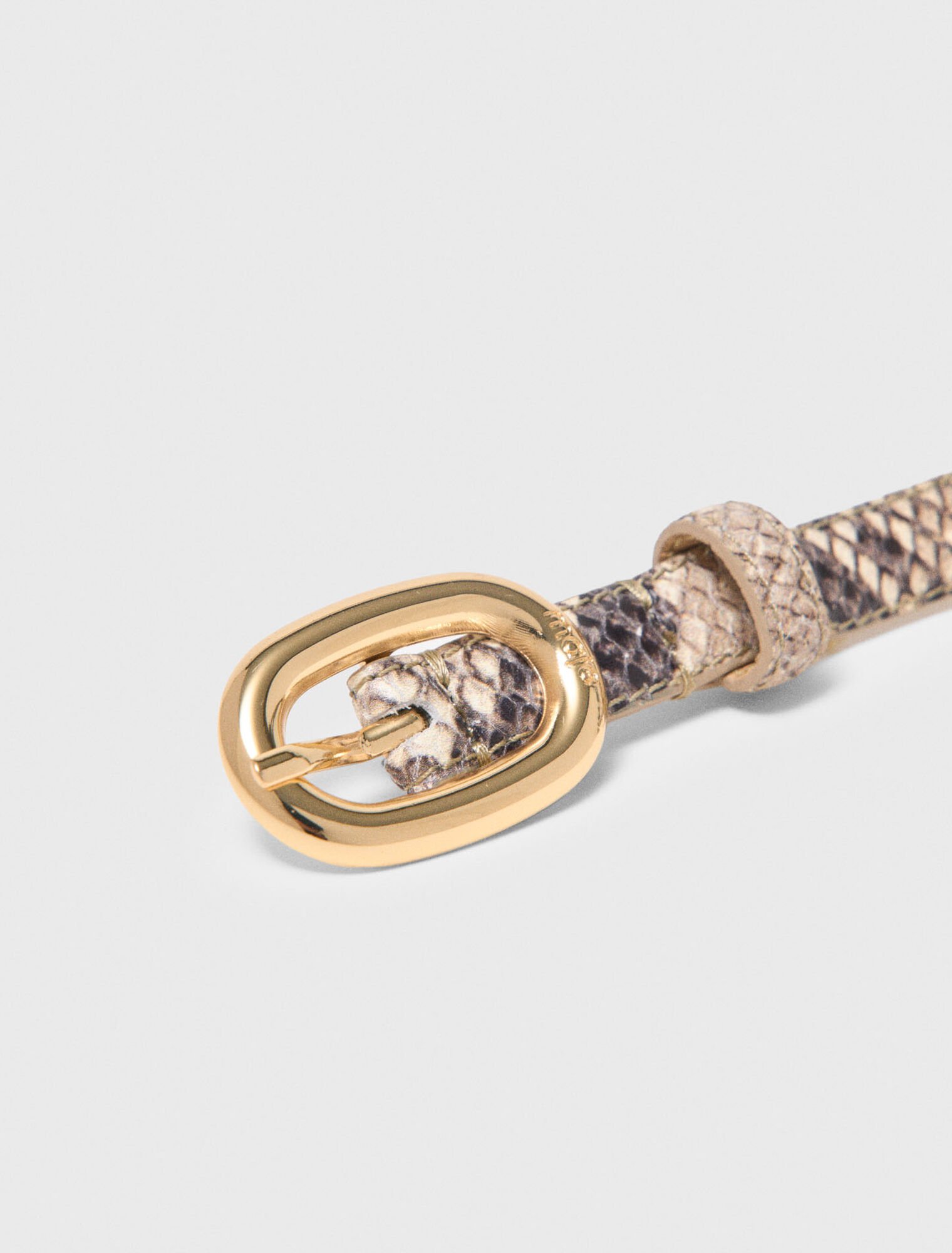 Ceinture fine en cuir effet python