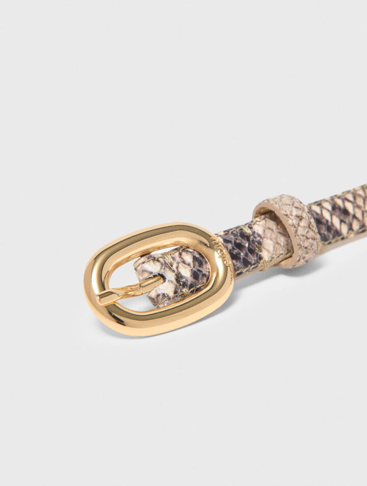 Ceinture fine en cuir effet python