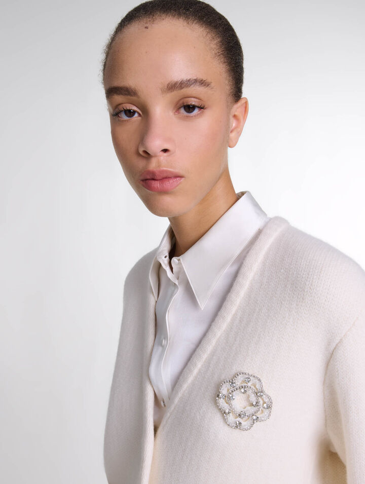 Cardigan en maille Clover à strass