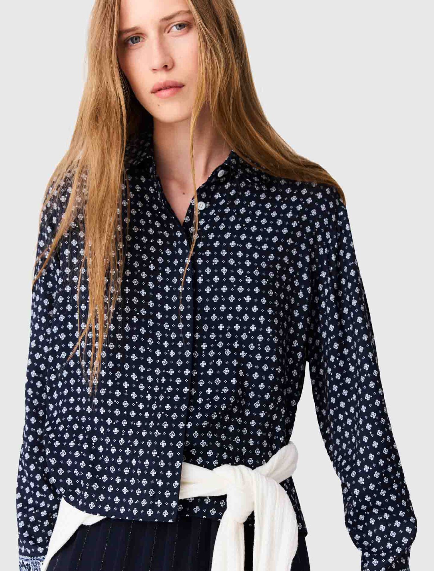 Chemise imprim&eacute;e et strass&eacute;e